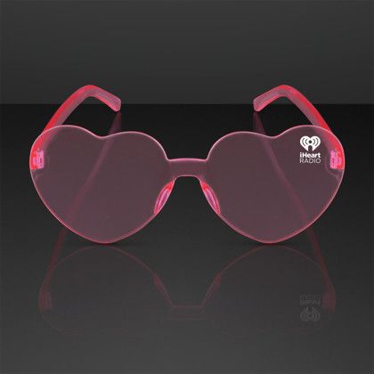 Custom Pink Heart Shades Cute Glasses, Non-Light Up - Front View Custom Pink Heart Shades Cute Glasses, Non-Light Up - Front View