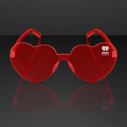 Custom Red Heart Shades Cute Glasses, Non-Light Up - Front View Custom Red Heart Shades Cute Glasses, Non-Light Up - Front View