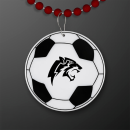 Custom Soccer Ball Medallion with Crimson Beaded Necklace (Non Light Up) Custom Soccer Ball Medallion with Crimson Beaded Necklace (Non Light Up)