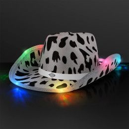 Custom LED Cow Print Hat with White Band 