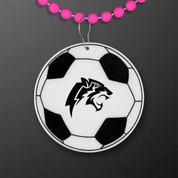 Custom Soccer Ball Medallion with Pink Beaded Necklace (Non Light Up) Custom Soccer Ball Medallion with Pink Beaded Necklace (Non Light Up)