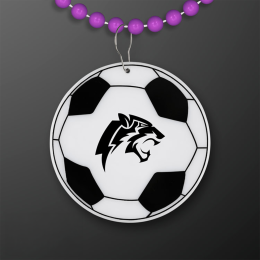 Custom Soccer Ball Medallion with Purple Beaded Necklace (Non Light Up) Custom Soccer Ball Medallion with Purple Beaded Necklace (Non Light Up)