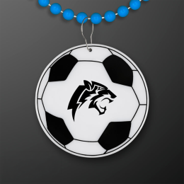 Custom Soccer Ball Medallion with Blue Beaded Necklace (Non Light Up) Custom Soccer Ball Medallion with Blue Beaded Necklace (Non Light Up)