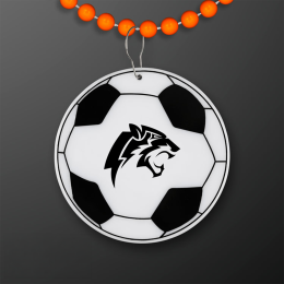 Custom Soccer Ball Medallion with Orange Beaded Necklace (Non Light Up) Custom Soccer Ball Medallion with Orange Beaded Necklace (Non Light Up)