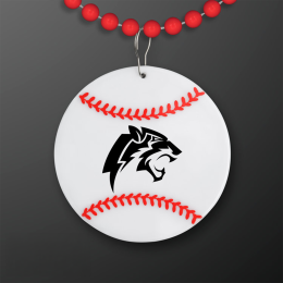 Custom Baseball Medallion with Red Beaded Necklace (Non Light Up) Custom Baseball Medallion with Red Beaded Necklace (Non Light Up)