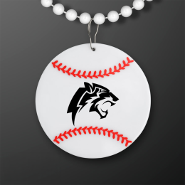 Custom Baseball Medallion with White Beaded Necklace (Non Light Up) Custom Baseball Medallion with White Beaded Necklace (Non Light Up)