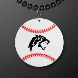 Custom Baseball Medallion with Black Beaded Necklace (Non Light Up) Custom Baseball Medallion with Black Beaded Necklace (Non Light Up)