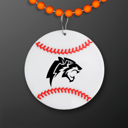 Custom Baseball Medallion with Orange Beaded Necklace (Non Light Up) Custom Baseball Medallion with Orange Beaded Necklace (Non Light Up)
