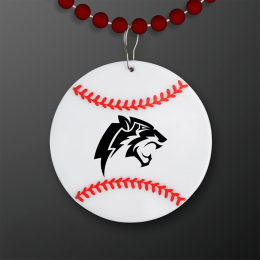 Custom Baseball Medallion with Crimson Beaded Necklace (Non Light Up) Custom Baseball Medallion with Crimson Beaded Necklace (Non Light Up)