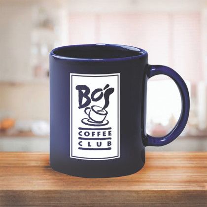 Custom 11 oz Cobalt Ceramic Mug - Lifestyle Custom 11 oz Cobalt Ceramic Mug - Lifestyle