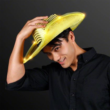 Custom Shiny Gold Cowboy Hat with Black Band - Lifestyle