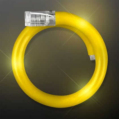 Custom Blinky LED Yellow Tube Bracelets - Front view Custom Blinky LED Yellow Tube Bracelets - Front view