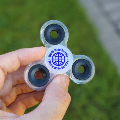 Custom Safety Spin-It Stress Reliever - Translucent Frost Lifestyle View Custom Safety Spin-It Stress Reliever - Translucent Frost Lifestyle View