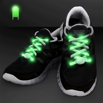Custom Jade Light Up Shoelaces for Night Runs - Front View 