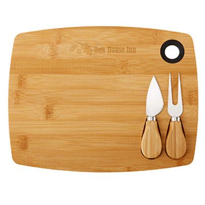 Custom 3-Piece Bamboo Cheese Board Set - Black