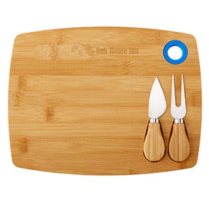 Custom 3-Piece Bamboo Cheese Board Set - Royal Blue