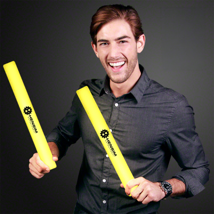 Custom Yellow Foam Light Up Sticks 16" Cheer Sticks - Lifestyle View Custom Yellow Foam Light Up Sticks 16" Cheer Sticks - Lifestyle View