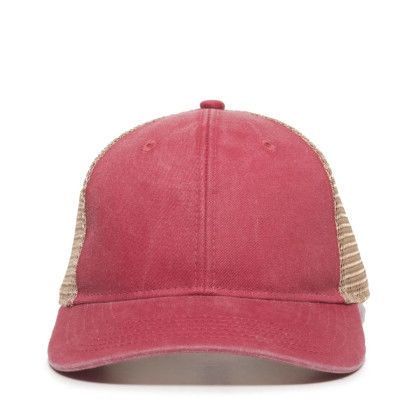 Custom Ladies Fit with Pony Tail Hat - Red/Tea stain Custom Ladies Fit with Pony Tail Hat - Red/Tea stain