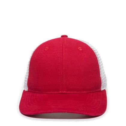 Custom Ladies Fit with Pony Tail Hat - Red/White Custom Ladies Fit with Pony Tail Hat - Red/White