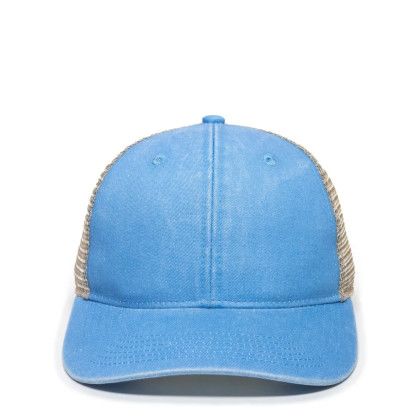 Custom Ladies Fit with Pony Tail Hat - Sky blue/Tea stain Custom Ladies Fit with Pony Tail Hat - Sky blue/Tea stain