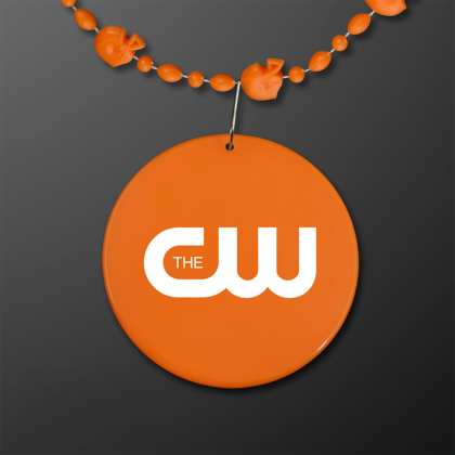 Custom Orange Football Helmet Bead Necklaces With Orange Medallion (NON-LIGHT UP) Custom Orange Football Helmet Bead Necklaces With Orange Medallion (NON-LIGHT UP)