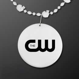 Custom White Football Helmet Bead Necklaces with White Medallion (NON-LIGHT UP)