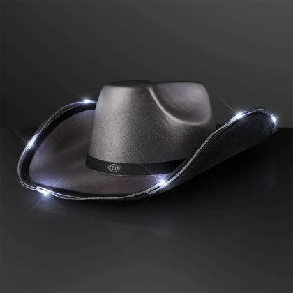 Custom Light Up Dark Silver Cowboy Hat with Black Band Custom Light Up Dark Silver Cowboy Hat with Black Band
