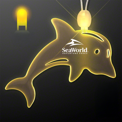 Custom Acrylic Dolphin Shape Necklace with Yellow LED Custom Acrylic Dolphin Shape Necklace with Yellow LED