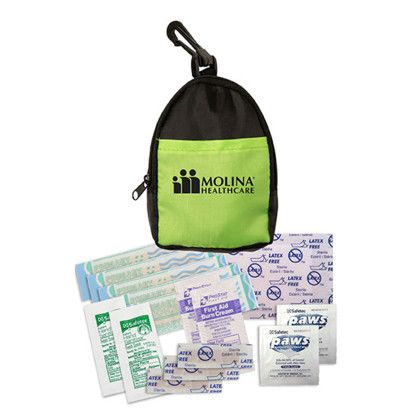 Custom Mini Backpack First Aid Kit - Lime In Use Custom Mini Backpack First Aid Kit - Lime In Use