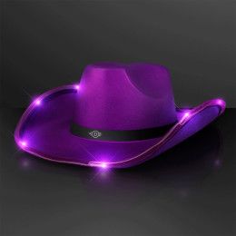 Custom Shiny LED Purple Cowboy Hat with Black Band