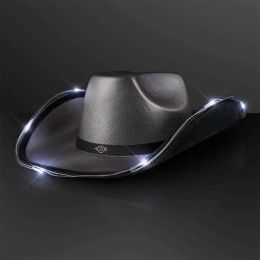 Custom Light Up Dark Silver Cowboy Hat with Black Band