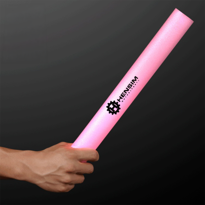 Custom Pink LED Foam Stick 16" Cheer Sticks - Front View 