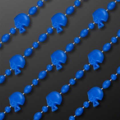 Custom Blue Football Helmet Bead Necklaces with Blue Medallion (NON-LIGHT UP) - Front View Custom Blue Football Helmet Bead Necklaces with Blue Medallion (NON-LIGHT UP) - Front View