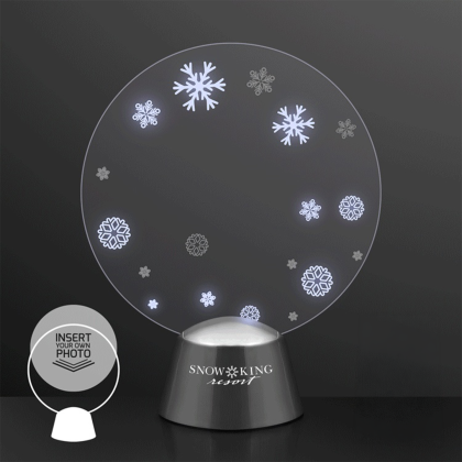 Custom LED Snow Globe Picture Frame, Animated Snowflakes - Front View 