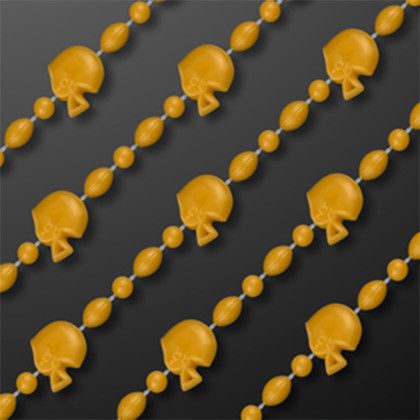 Custom Yellow Football Helmet Bead Necklaces with Yellow Medallion (NON-LIGHT UP) - Front View Custom Yellow Football Helmet Bead Necklaces with Yellow Medallion (NON-LIGHT UP) - Front View