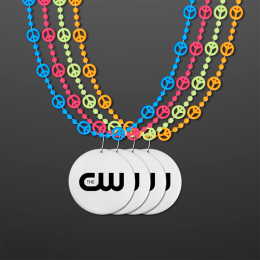 Custom Peace Sign Bead Necklaces with White Medallion (Non-Light Up) Custom Peace Sign Bead Necklaces with White Medallion (Non-Light Up)