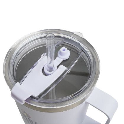 Custom 40 oz Mega Tumbler with Handle - White Cap View Custom 40 oz Mega Tumbler with Handle - White Cap View