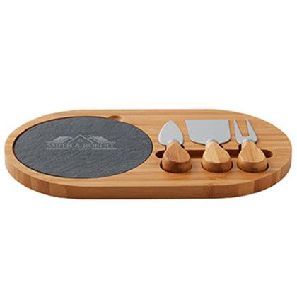 Custom 4-Piece Oval Slate Cheese Board Set - Bottom View