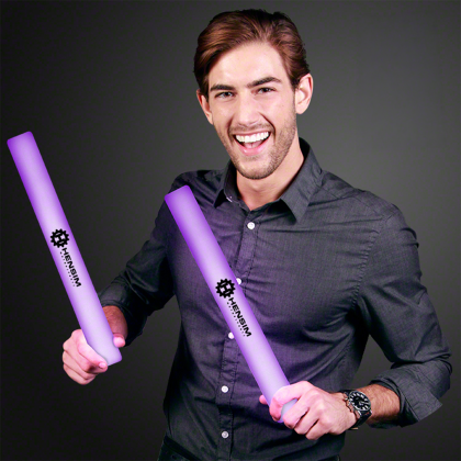 Custom Purple Foam Light Sticks 16" Cheer Sticks - Lifestyle View Custom Purple Foam Light Sticks 16" Cheer Sticks - Lifestyle View