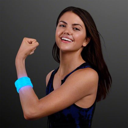 Custom Blue Glow Thick Bracelet Bangles - Lifestyle View Custom Blue Glow Thick Bracelet Bangles - Lifestyle View