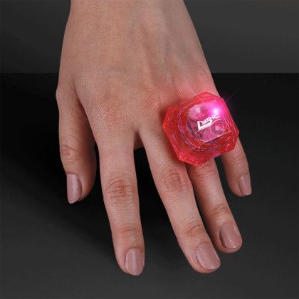 Custom Huge Pink Gem Lighted Rings - In Use 