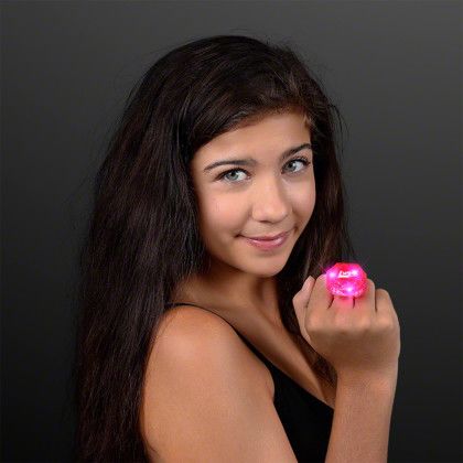Custom Huge Pink Gem Lighted Rings - Lifestyle View 
