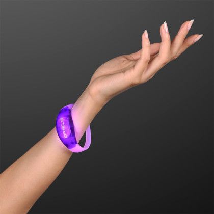 Custom Purple LED Flashing Sound Activated Light Bracelets - Lifestyle View Custom Purple LED Flashing Sound Activated Light Bracelets - Lifestyle View