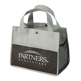 Custom Mini Snap Non-Woven Lunch Tote - Grey Custom Mini Snap Non-Woven Lunch Tote - Grey