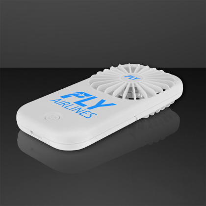 Custom White Fan with Kickstand, 2-Speed, Non-Light Up - Side View 