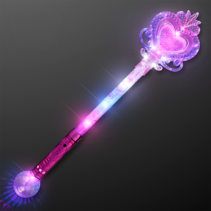 Custom Big Light Up Heart Princess Wand 22.5" - Front View Custom Big Light Up Heart Princess Wand 22.5" - Front View
