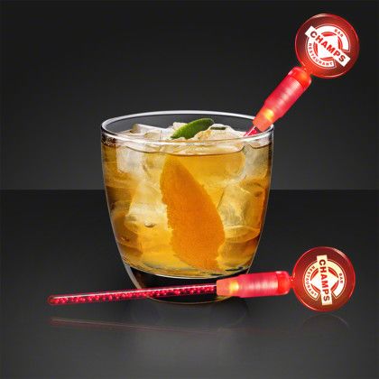 Custom Dual LED Red Swizzle Sticks, Cocktail Party Drink Stirrers - Lifestyle View Custom Dual LED Red Swizzle Sticks, Cocktail Party Drink Stirrers - Lifestyle View