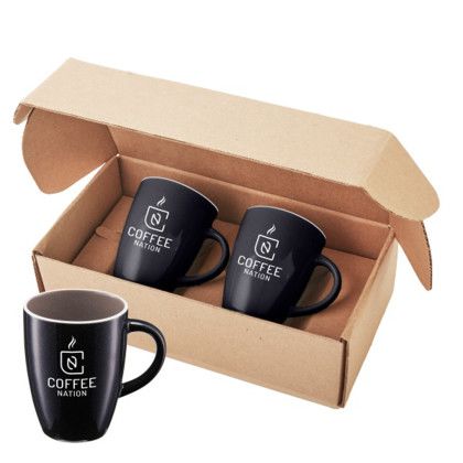 Custom 12 oz. Pacific Ceramic Mugs Gift Set - Black Custom 12 oz. Pacific Ceramic Mugs Gift Set - Black
