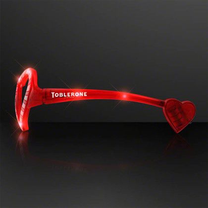 Custom Holiday Hearts Light Up Candy Cane Glasses - Side View Custom Holiday Hearts Light Up Candy Cane Glasses - Side View