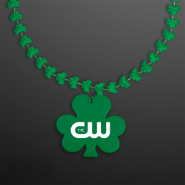 Custom Rounded Mini Shamrocks Bead Necklace with Shamrock Medallion Custom Rounded Mini Shamrocks Bead Necklace with Shamrock Medallion